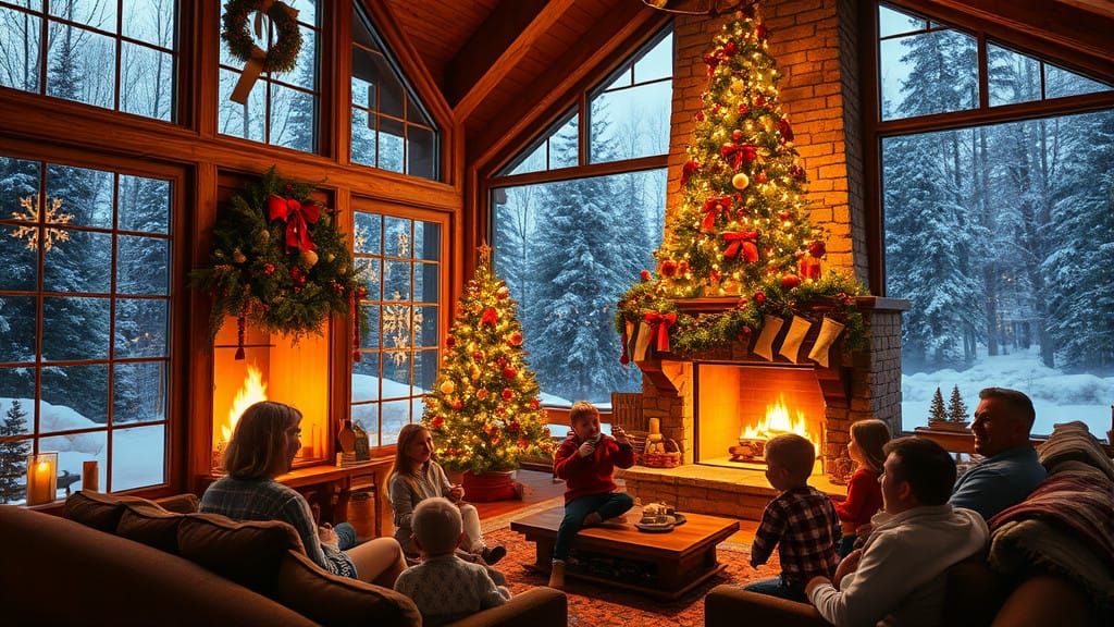 Festive Mountain Mansion Christmas Celebration