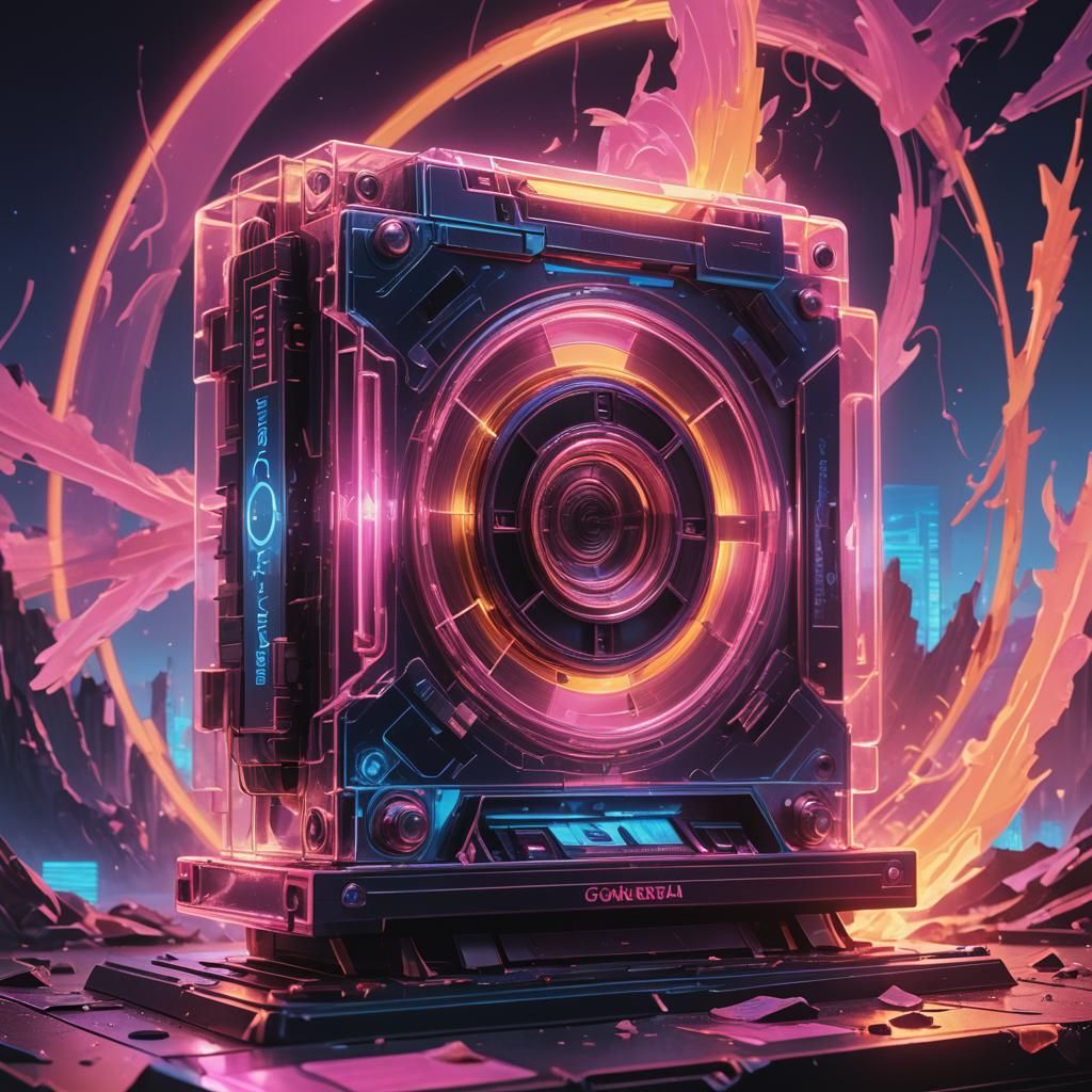 Nuclear Cassette Tape Trophy in Syd Mead Style