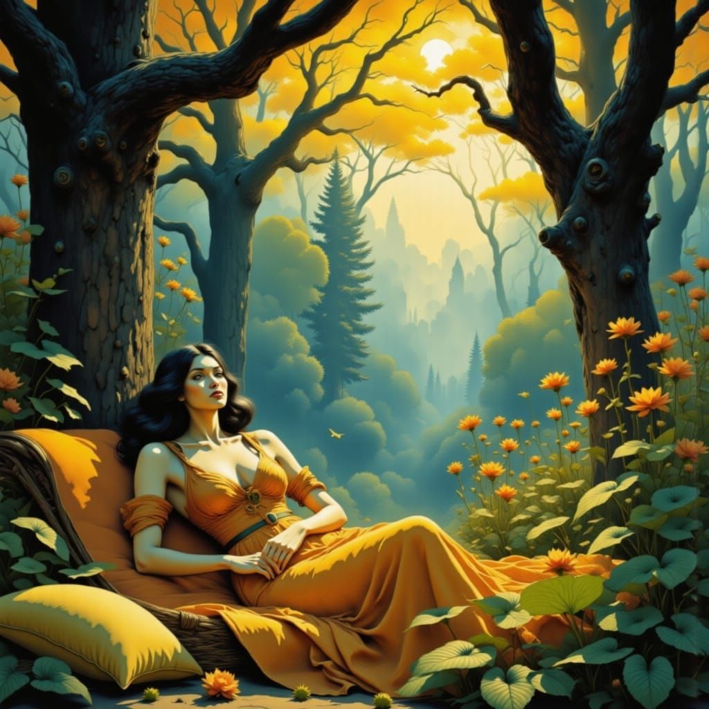 Malvina in Enchanted Forest, Moonlit Glow