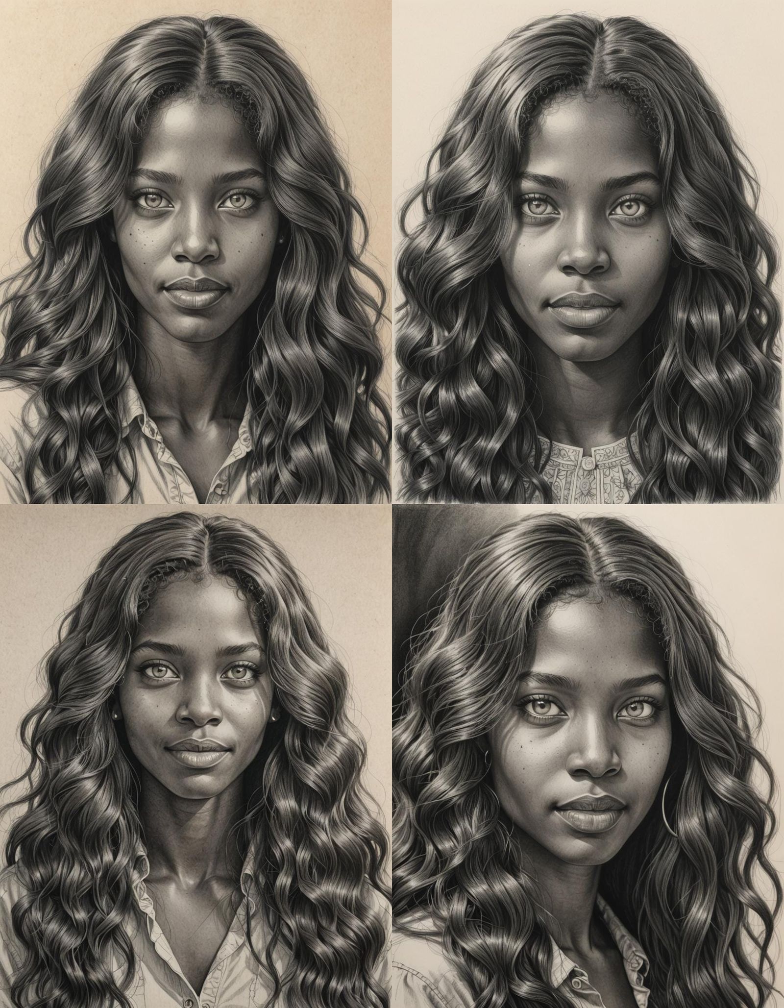 Elegant Pencil Drawing of a Black Woman