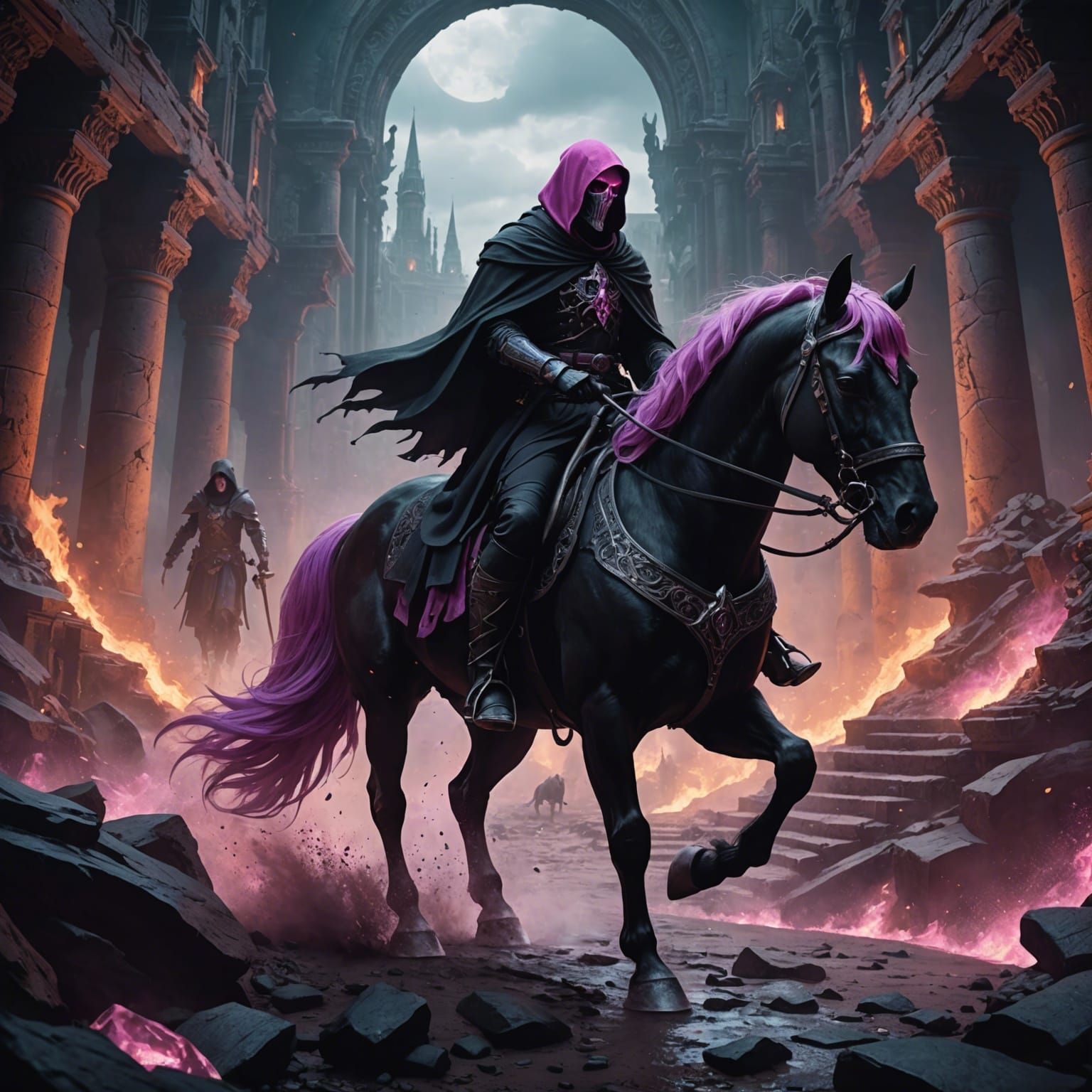 Pink-Haired Reaper Rides Through the Underworld
