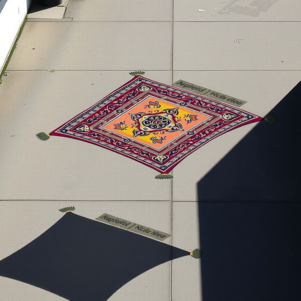 Whimsical 3D Street Art of a Flying Carpet