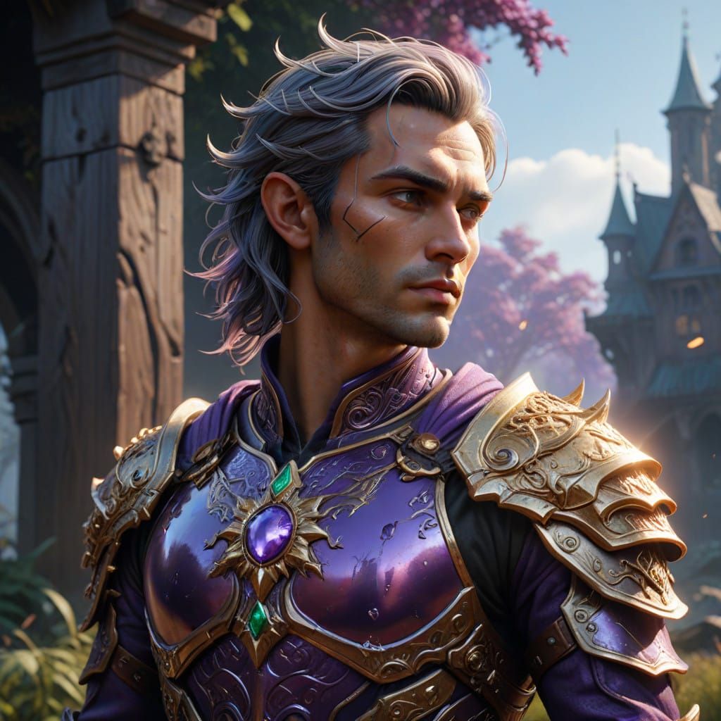 Ethereal Fantasy Elf in Regal Purple Armor