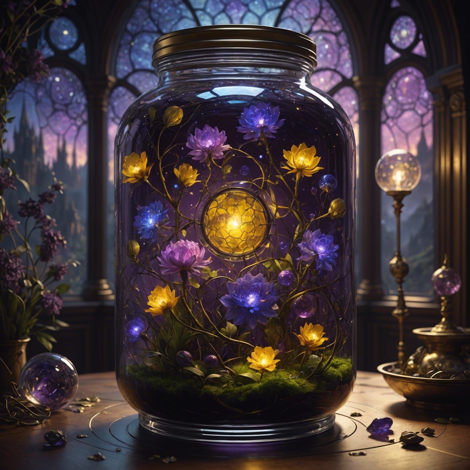 Neural Network in Jar: Dark Fantasy Concept Art