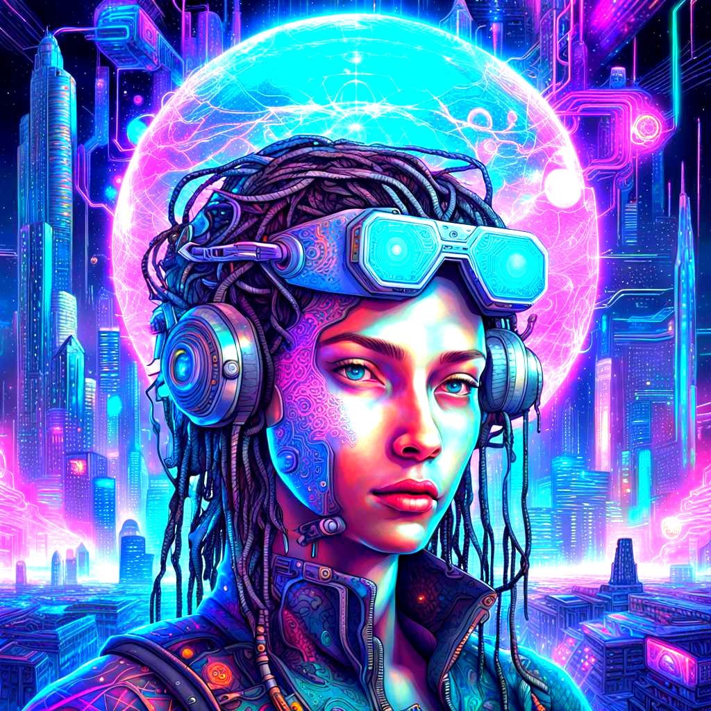 Cyberpunk Internet: Holographic Astral Computer Image