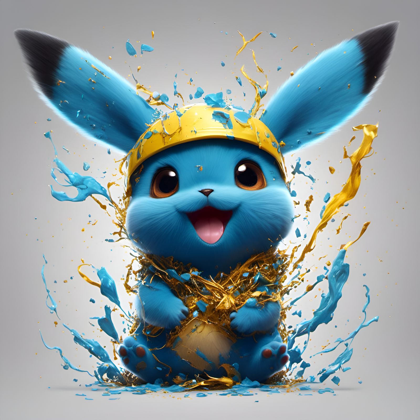 Adorable Blue Pikachu Portrait by CG Society and Pixar