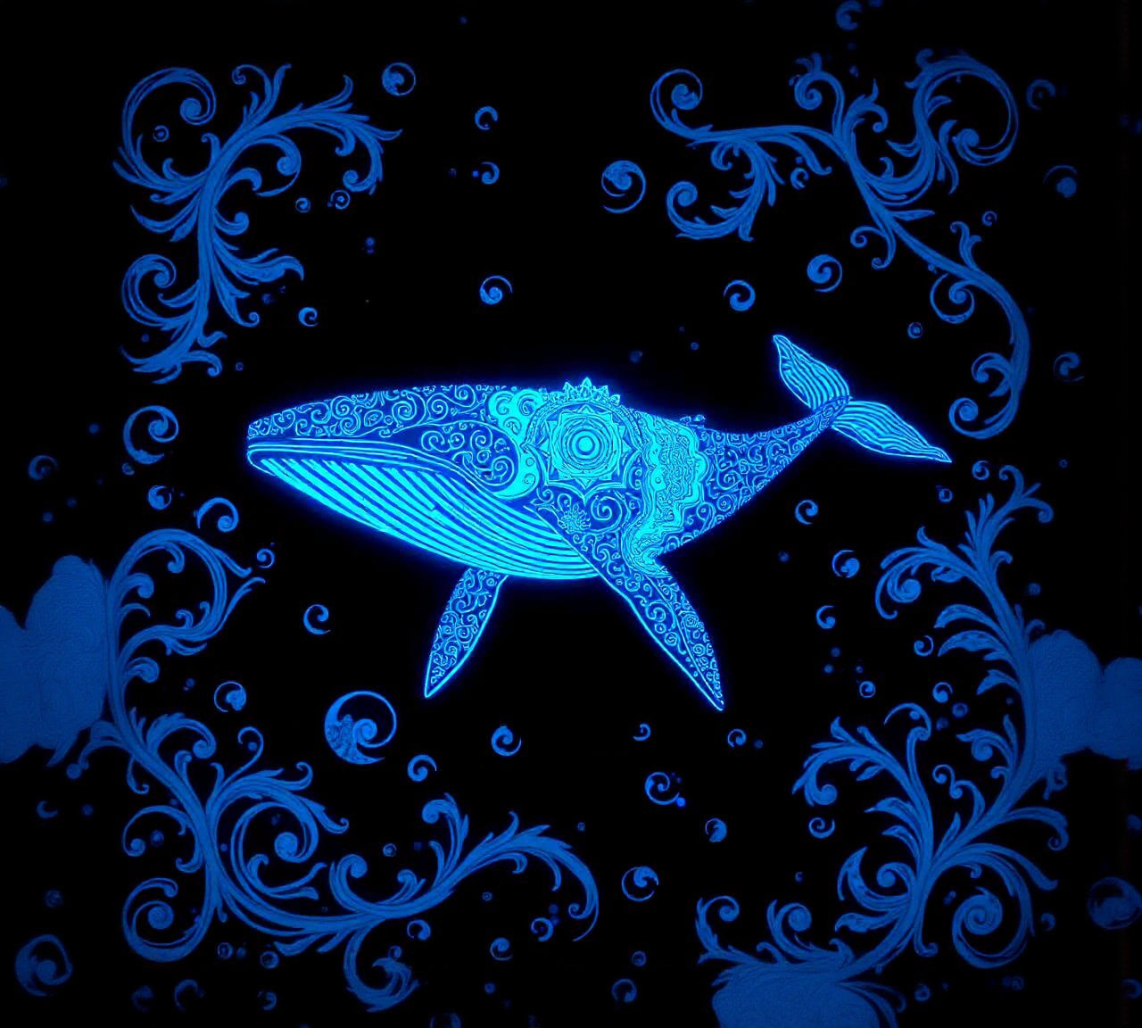Ethereal Bioluminescent Whale with Filigree