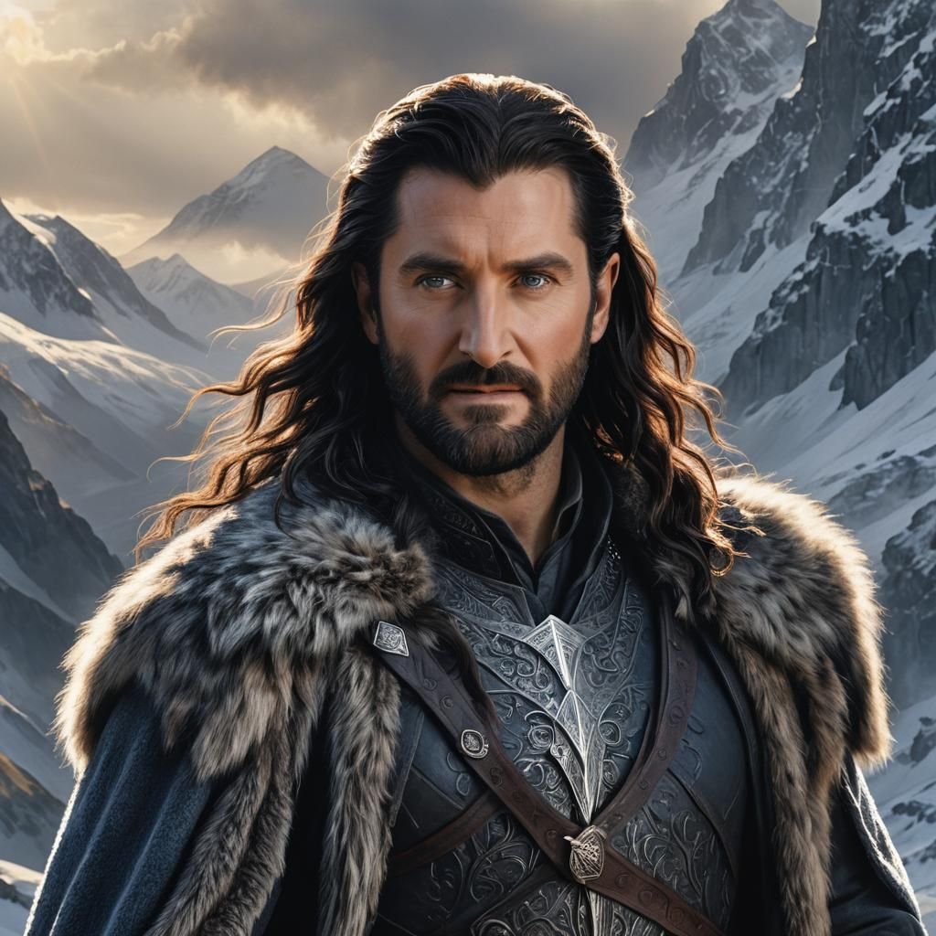 Marjolein Bastin-style clear happy detailed picture of one handsome powerful Richard Armitage as Thorin Oakenshieldin in...
