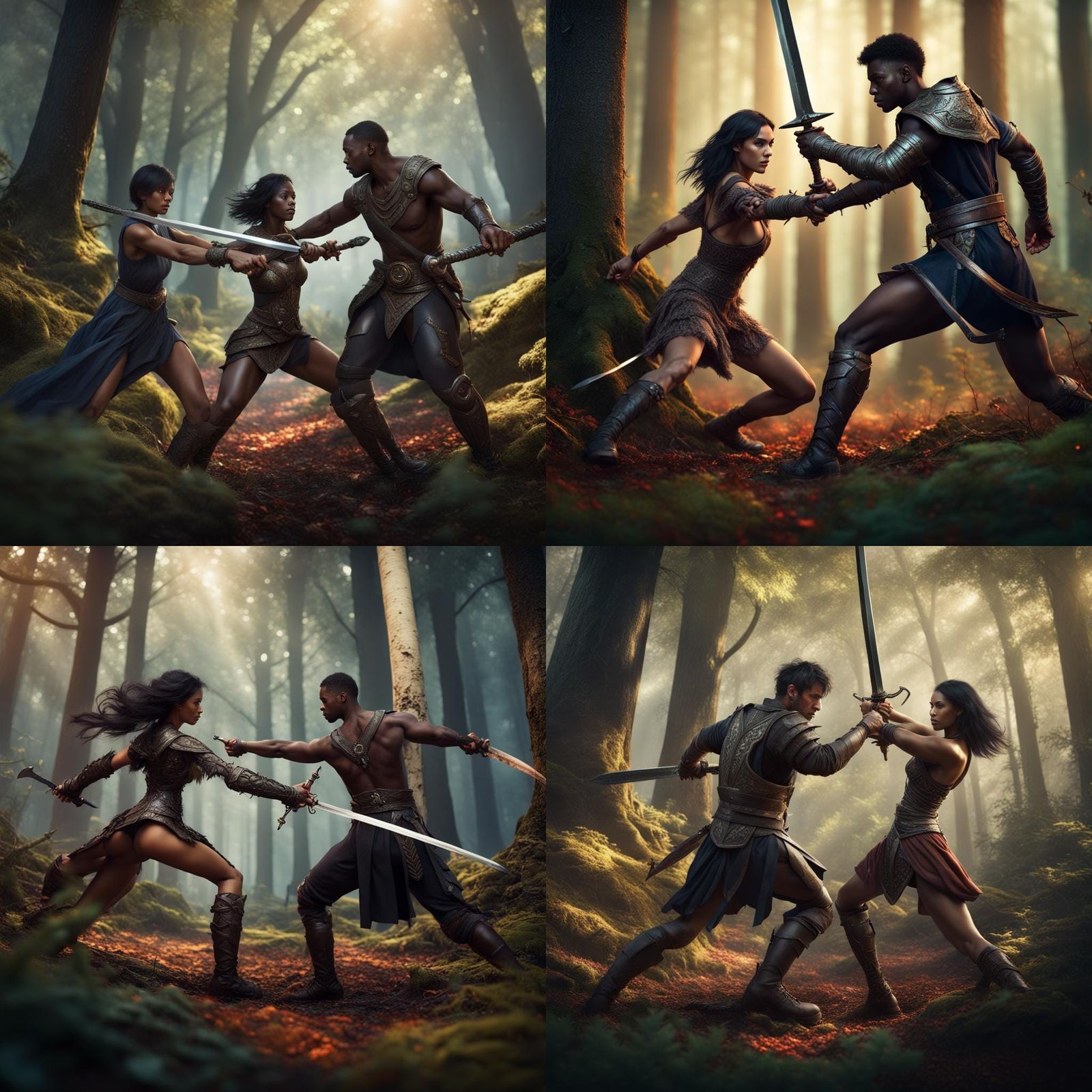 Forest Battle: Sword Fight Concept Art