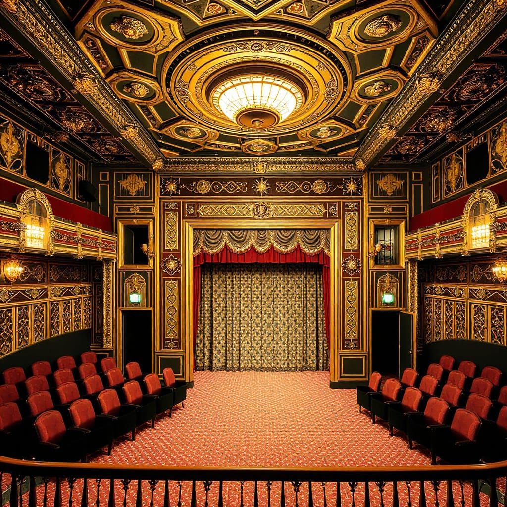 Lavish Art Deco Theatre Interior with Gold Details