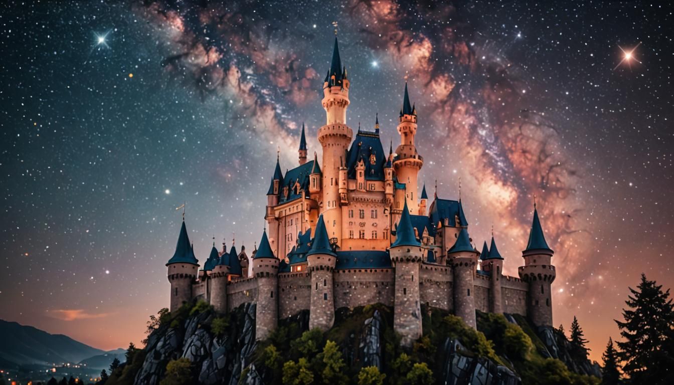 Enchanting Fairytale Castle Under a Starry Sky