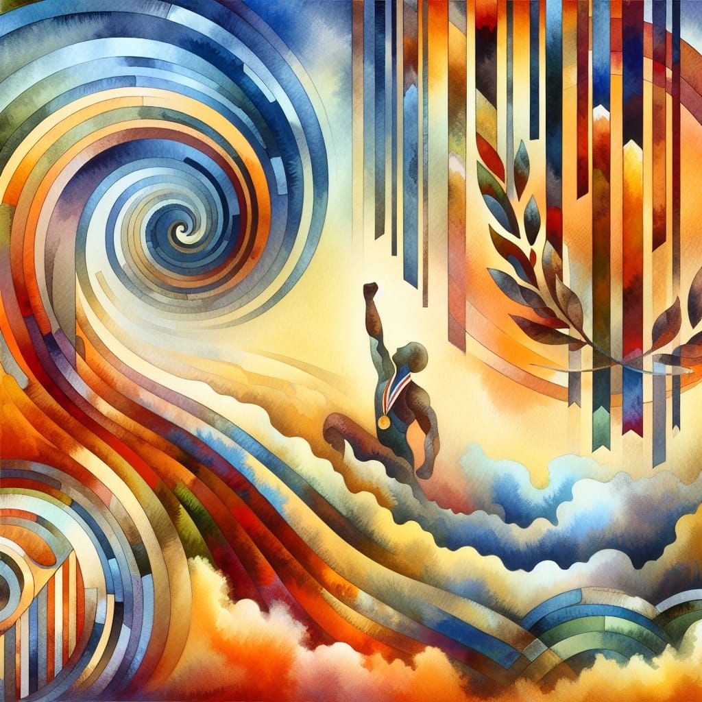 Abstract Watercolour Symbolizing Joyful Accomplishment