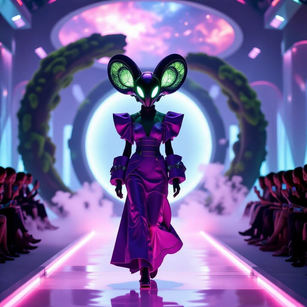 Futuristic Model on Alien Runway in 8K