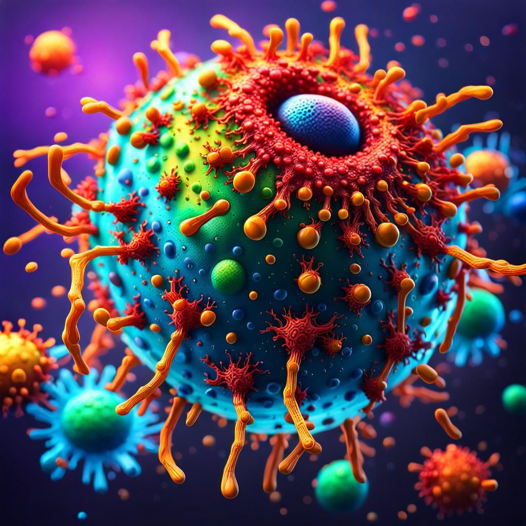 Hyperrealistic Macro of Flu Virus Splash Art