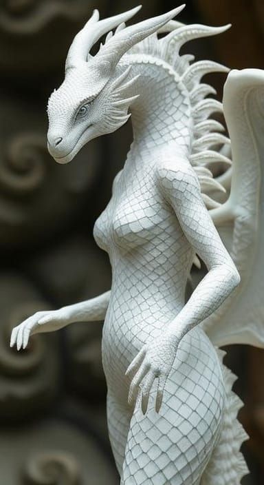 Elegant Dragonborn in a Fantasy Digital Painting