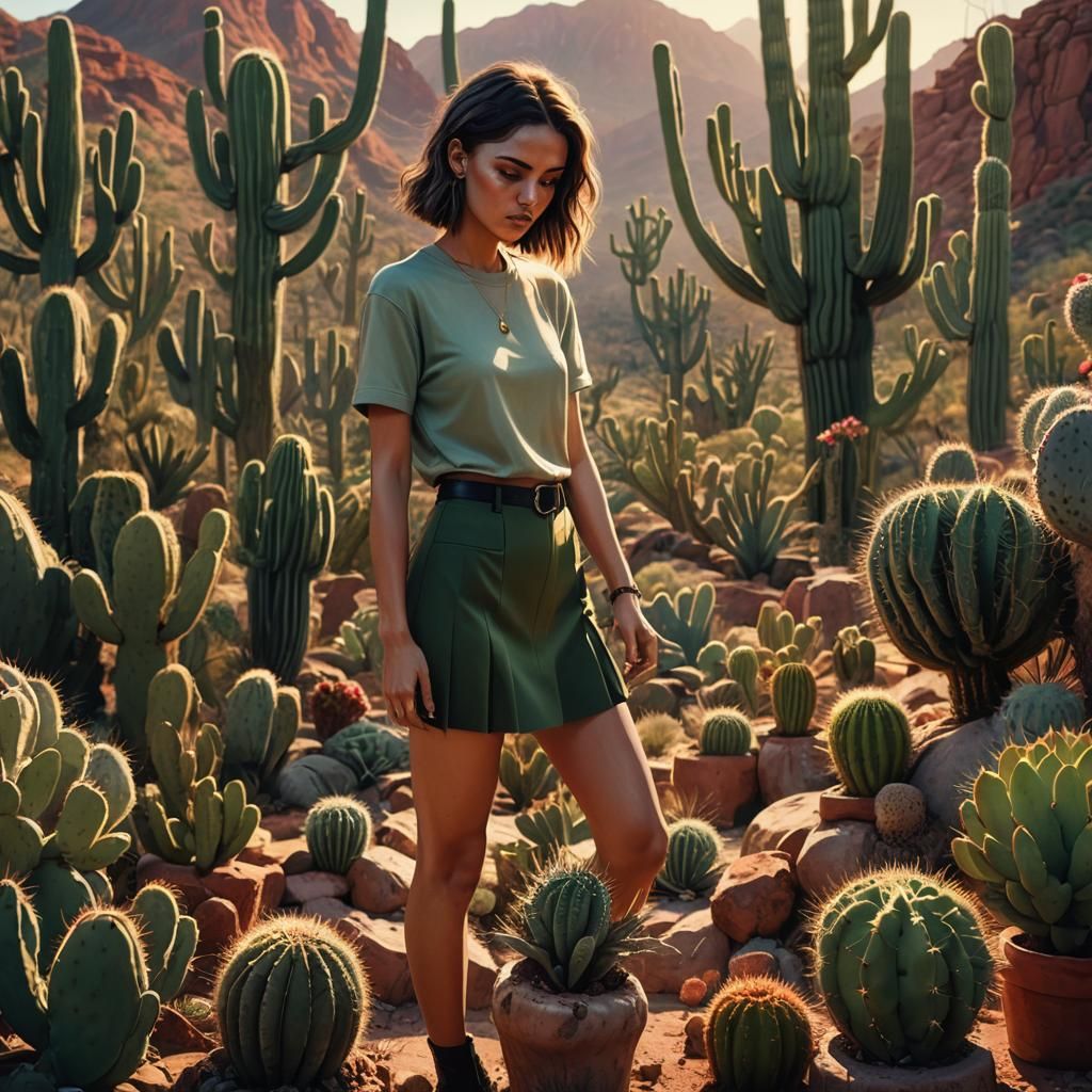 Girl with Cactus: Detailed Matte Painting