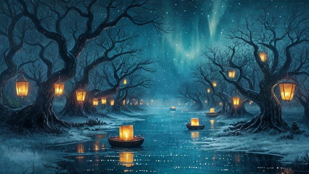 Constellation Lanterns Float Down Mystical River