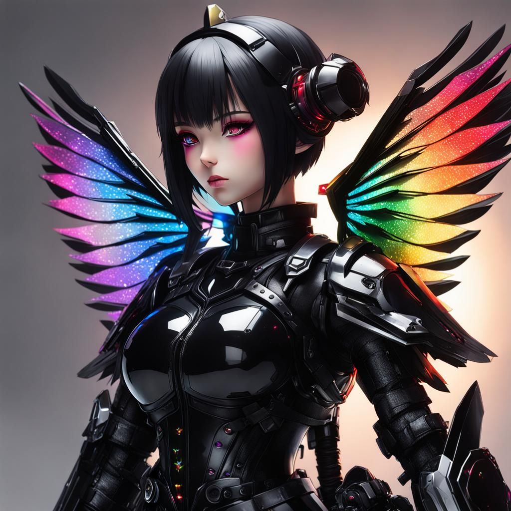 Kawaii Armored Doll with Rainbow Wings