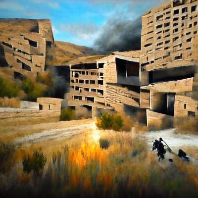 Brutalist Action Painting of a Godless Insurgency