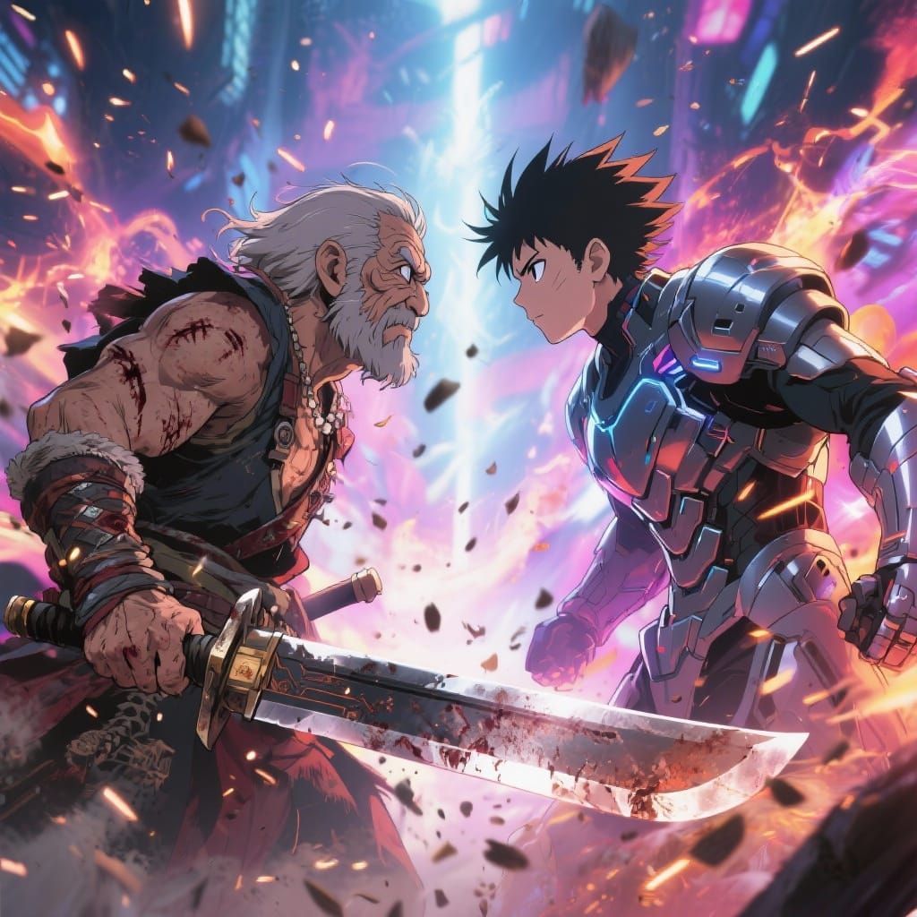 Warrior Faces Future Self In Epic Anime Battle