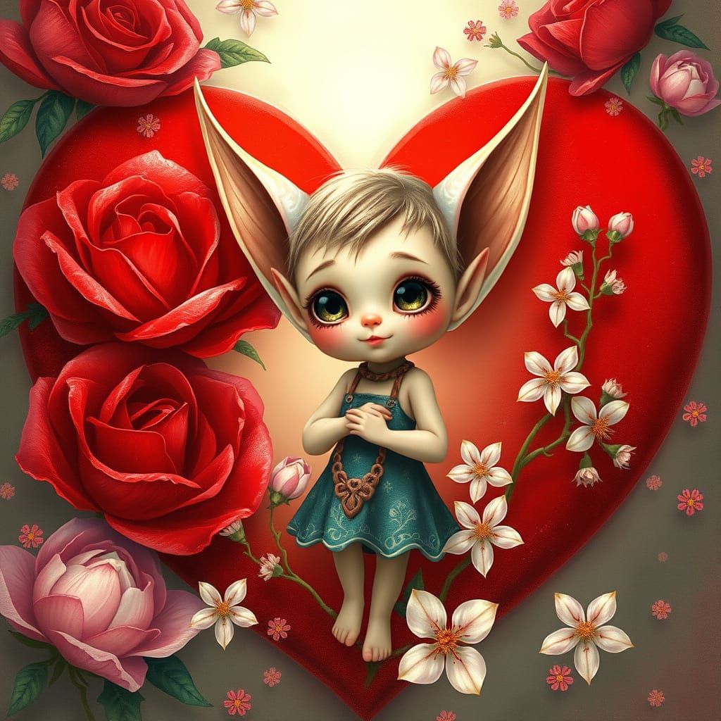 Ethereal Elf Maiden in Crimson Heart
