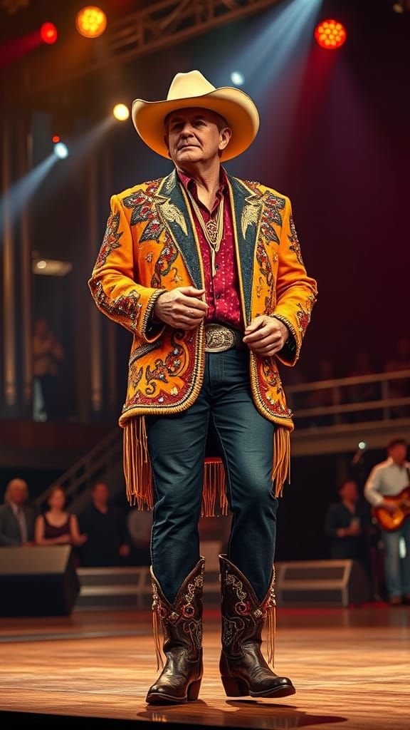 Country Star on Grand Ole Opry Stage in Digital Painting