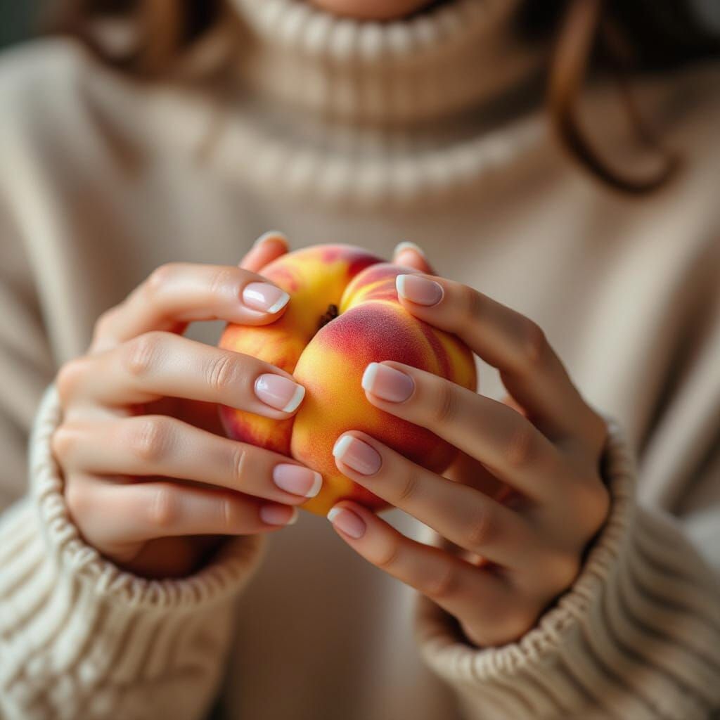 Woman's Hands Gently Touching Peach