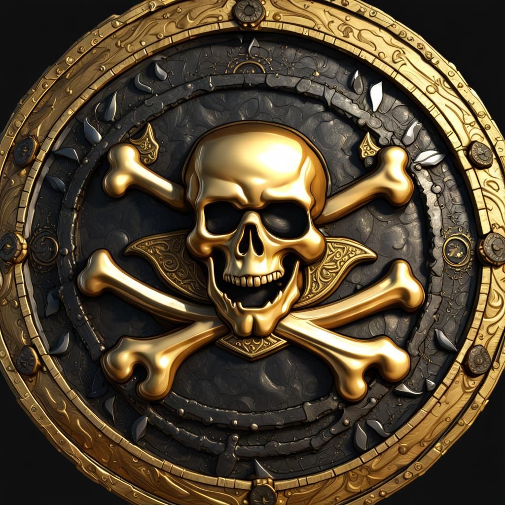 Detailed Golden Pirate Coin Concept Art