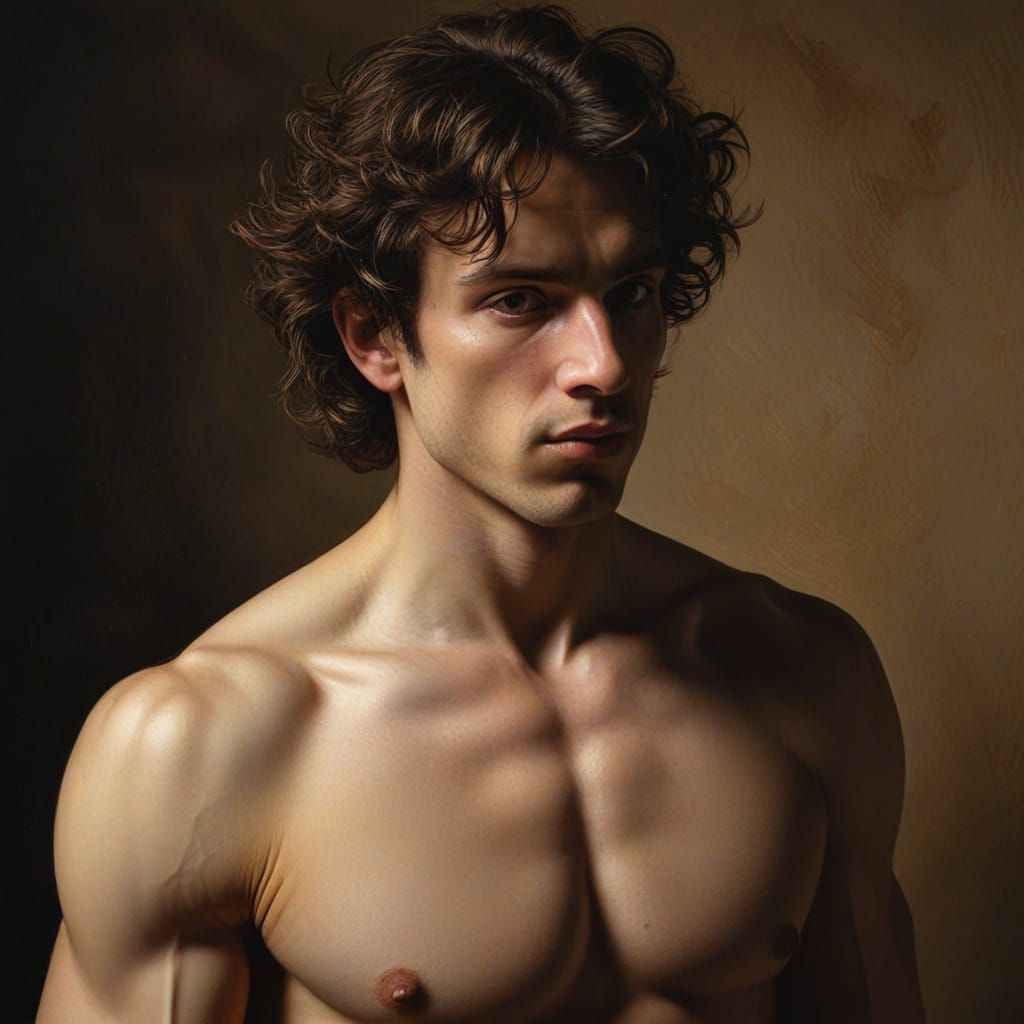 Greek God Ballet Dancer in Baroque Chiaroscuro Style