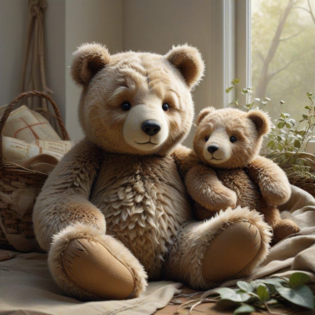 Surreal Cuddle Bear in Realistic Precisionism Style