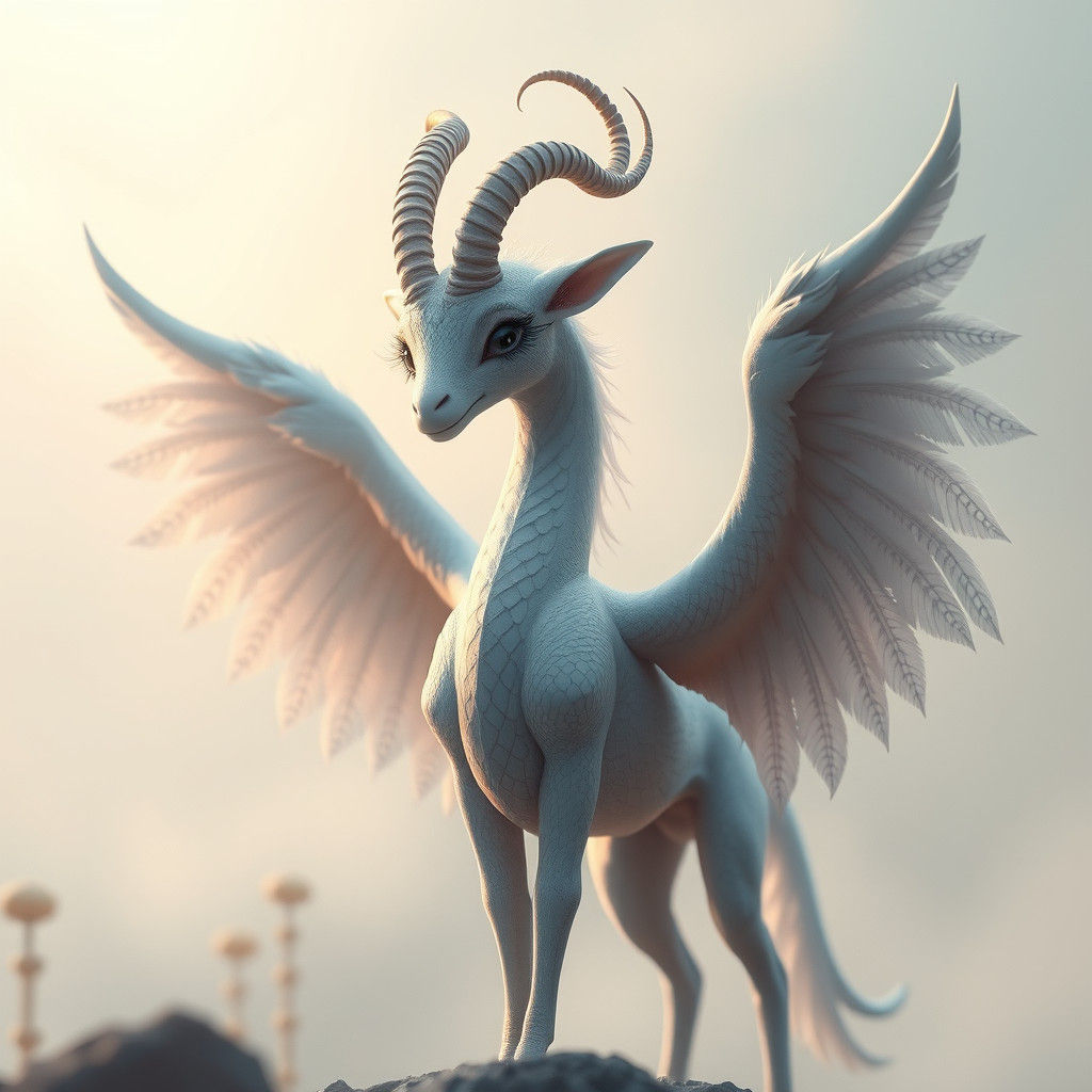 Majestic Winged Creature in Dreamlike Surrealism