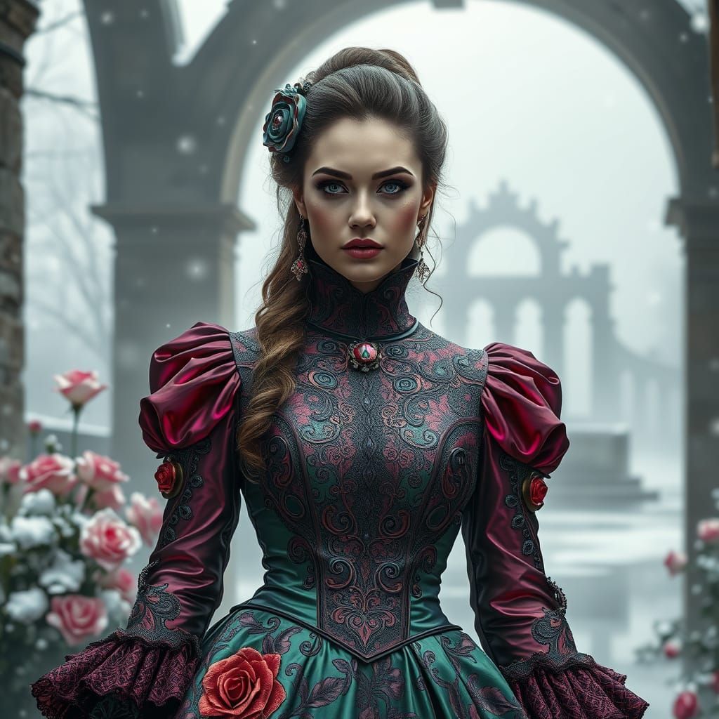 A Victorian Beauty in a Foggy, Mystical Realm