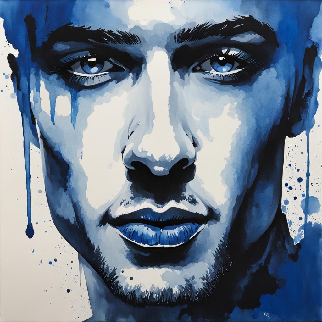 Andreas Lie-Inspired Delft Blue Portrait