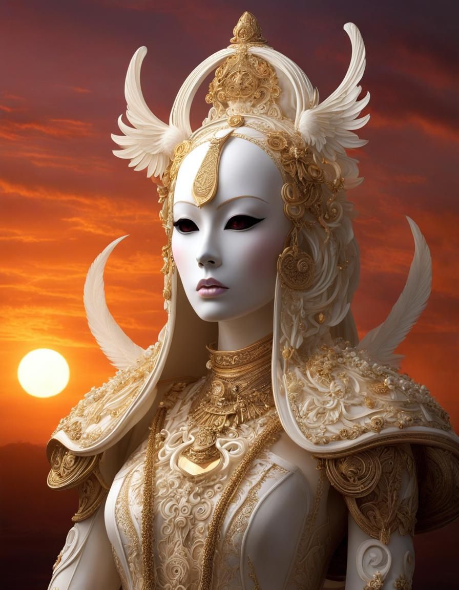 Ghostly Figure in Necromantic Sunset Photorealm