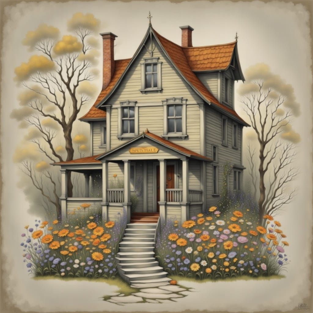 Surreal Home Scene in Vibrant Color Palette