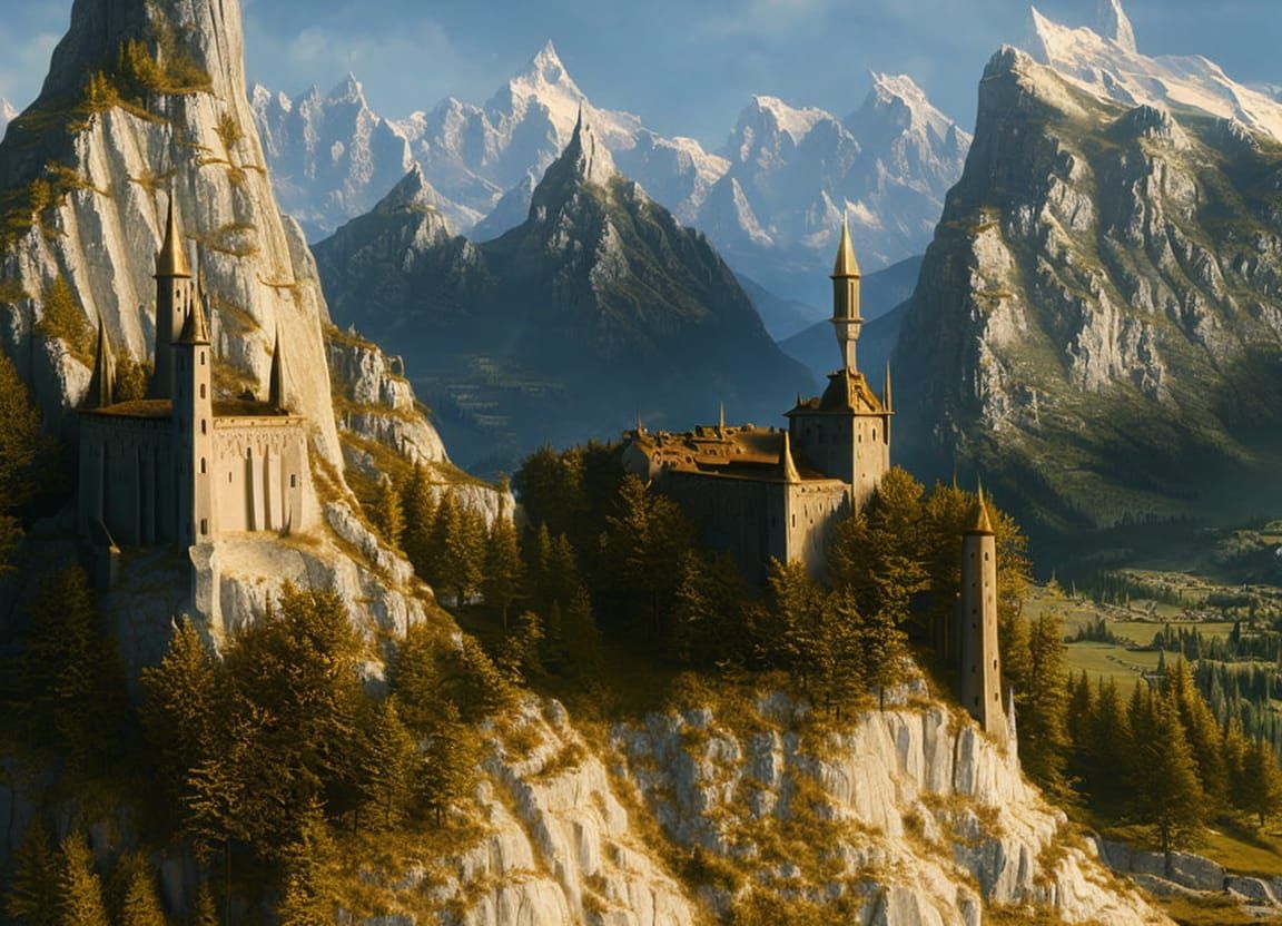Epic Medieval Citadel in Alpine Landscape
