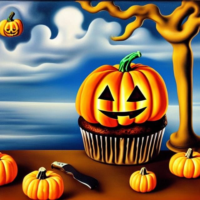 Surreal Halloween Cupcake in Dali Style