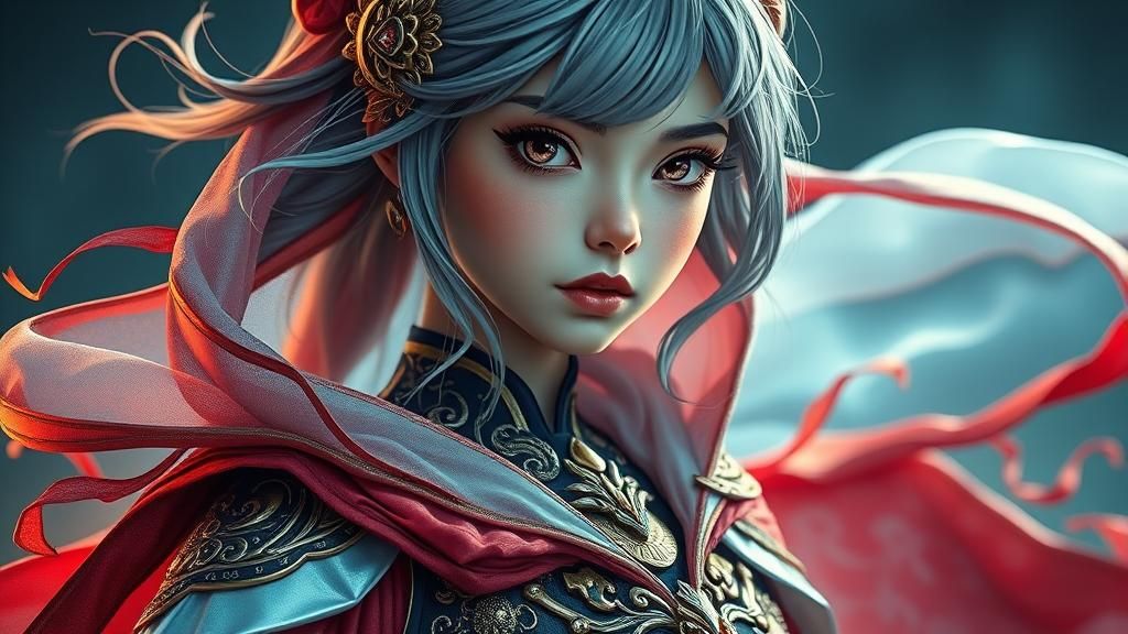 Pokémon Girl Portrait in Ornate Costume, Detailed Art