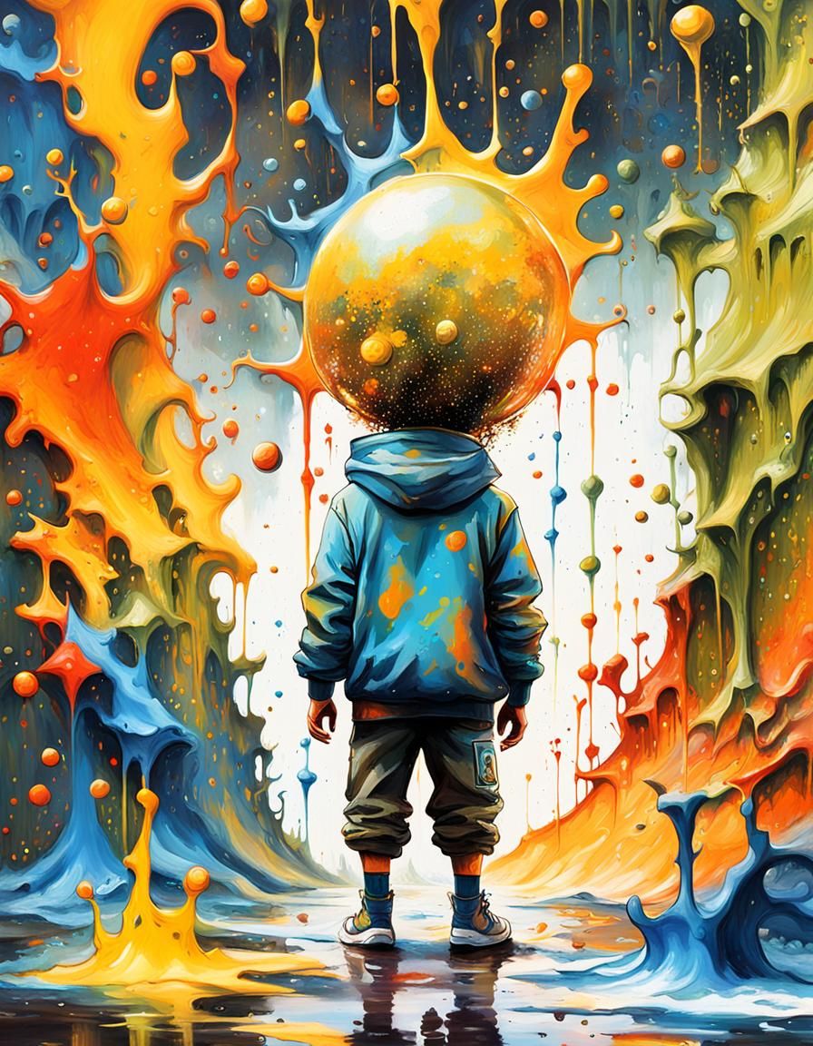 Boy in Little Prince World: Surreal Graffiti Art