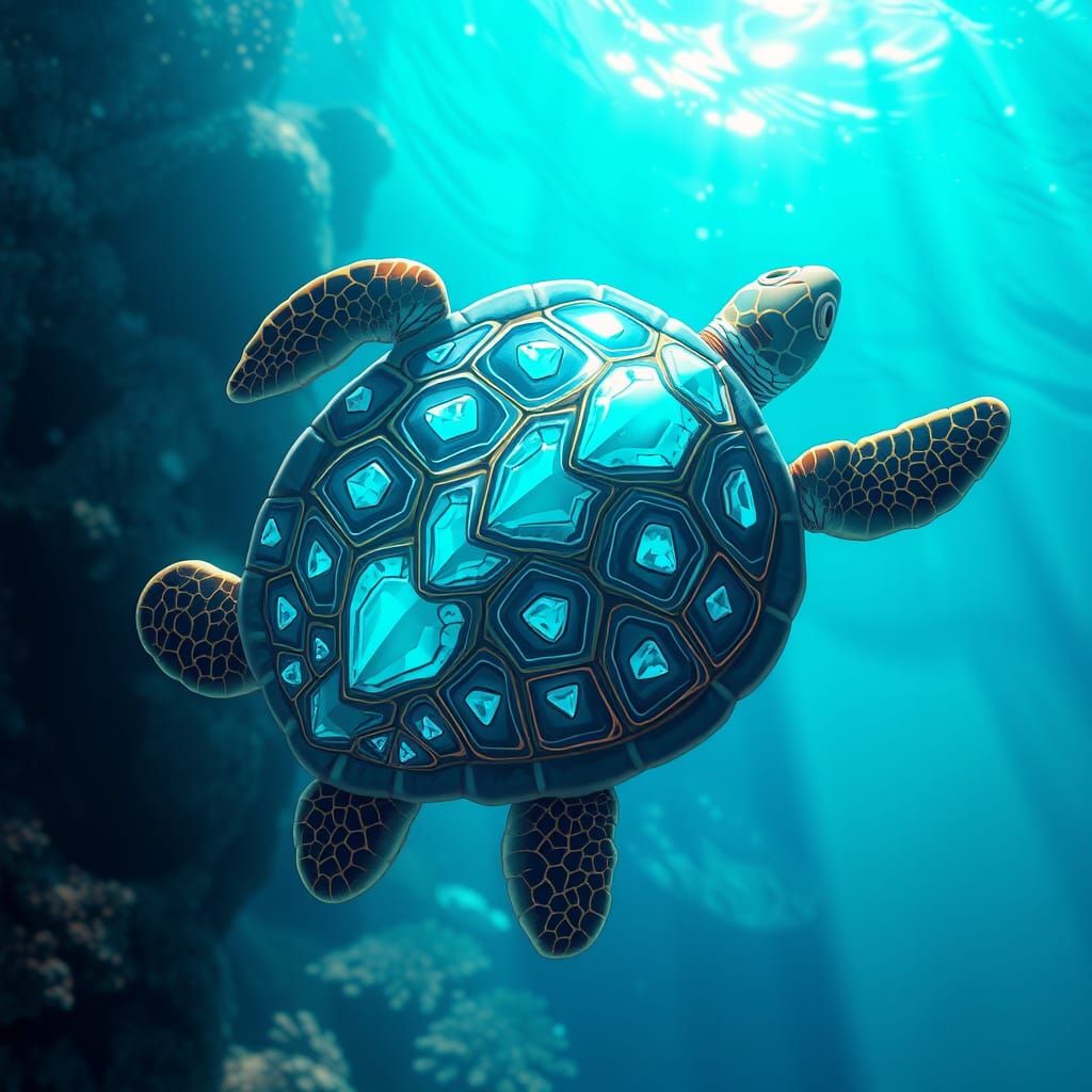Jeweled Sea Turtle in Anime Style