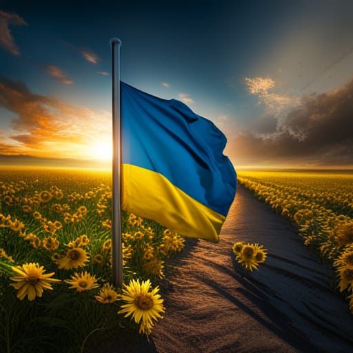 Ukraine Flag: Detailed Matte Painting
