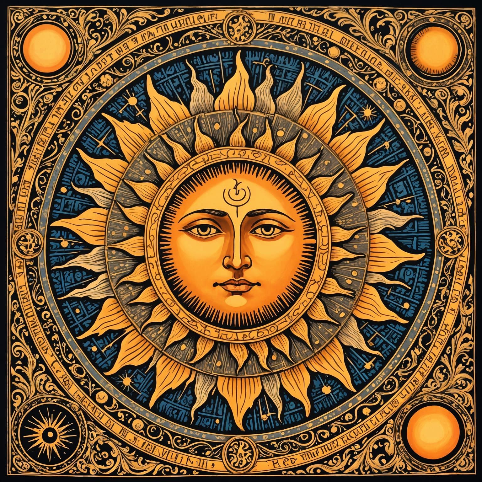 Illuminated Manuscript Sun