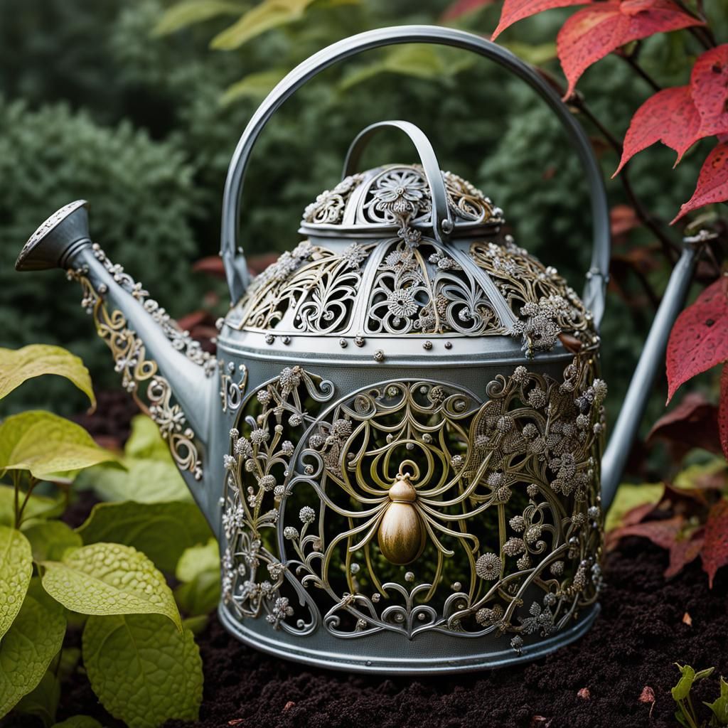 ornate spider-inspired watering can