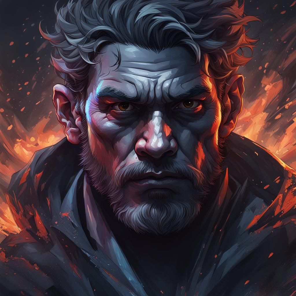 Ethereal Portrait: Man in Dark Mist