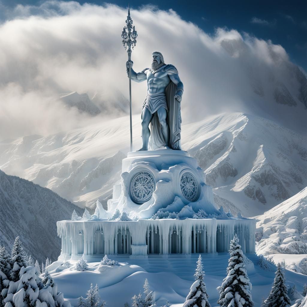 Ice Sculpture of Chronos on Mount Olympus