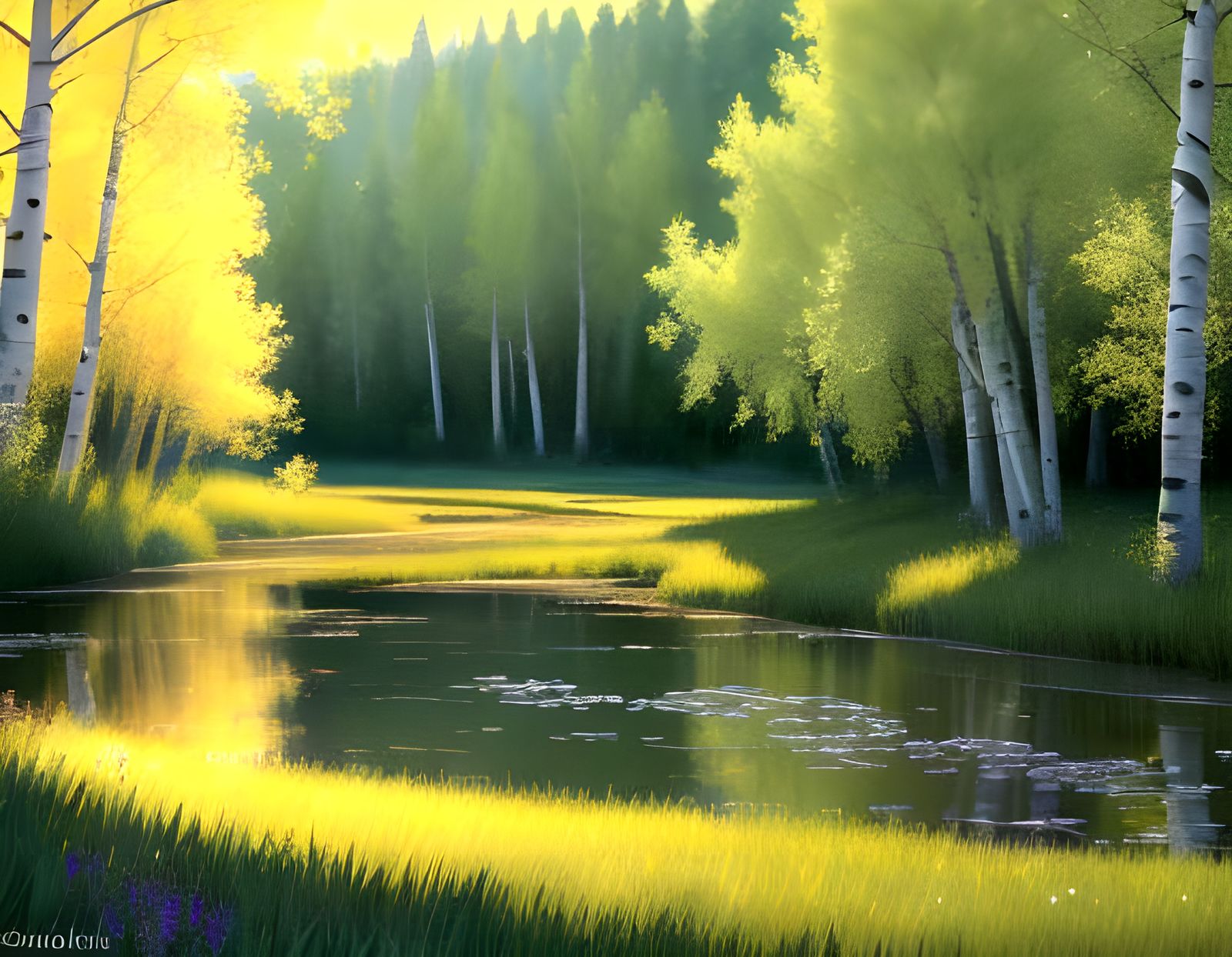 Serene Aspen Landscape in Vibrant Summer hues