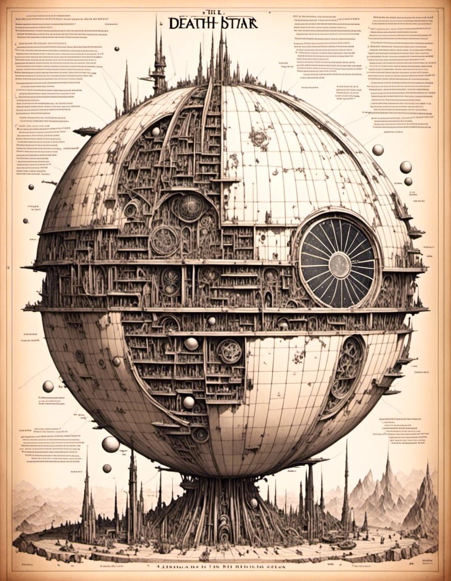 Detailed Death Star Plans Schematic Diagram