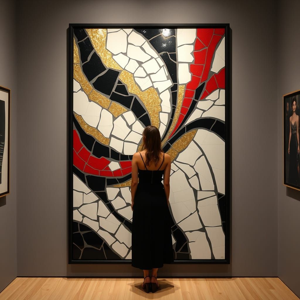 Abstract Mosaic Art in Modern Gallery