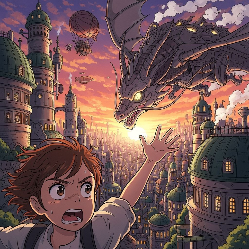 Anime Illustration in Ghibli Style with Bold Lines
