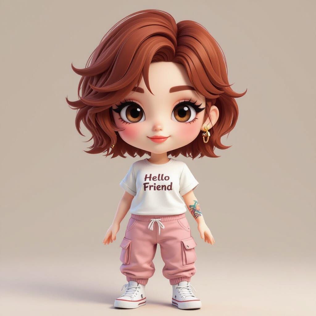 Chibi Woman in Anime Style Inspired by WLOP